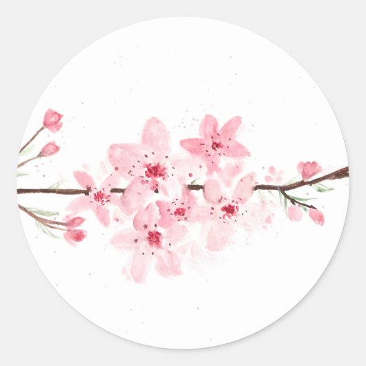 Cherry bloesems ronde sticker (Voorkant)