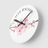 Cherry bloesems roze florale waterverf  ronde klok (Hoek)