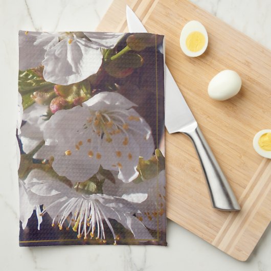 Cherry-bloesems. Vrolijk Pasen. Theedoek (Quarter Fold)