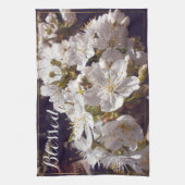 Cherry-bloesems. Vrolijk Pasen. Theedoek (Verticaal)