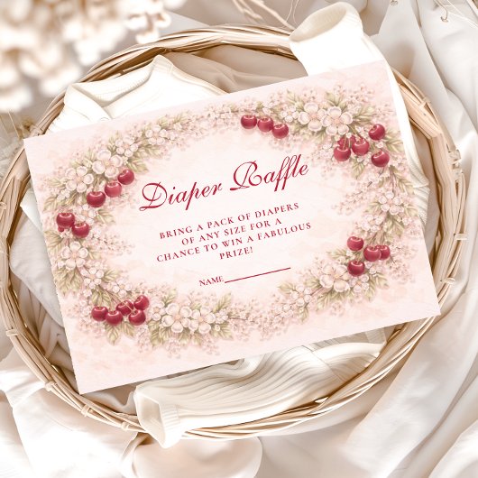 Cherry Bloom Floral Diapper Raffle Informatiekaartje
