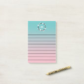 Cherry Bloom Wreath Ombre Monogram Lined Post-it® Notes (Op bureau)