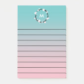Cherry Bloom Wreath Ombre Monogram Lined Post-it® Notes (Voorkant)
