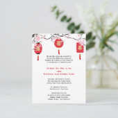 Cherry Blosbezems en Chinese lantaarns Wedding Kaart (Staand voorkant)