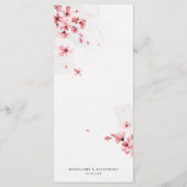 Cherry blosbezinkend roze, romantisch trouwmenu menu (Achterkant)