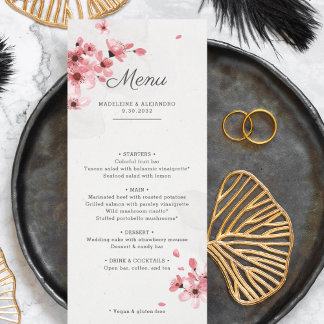 Cherry blosbezinkend roze, romantisch trouwmenu menu