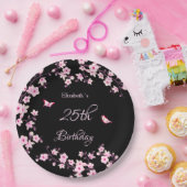 Cherry Blosbezroze Black Custom Papieren Bordje (Feest)