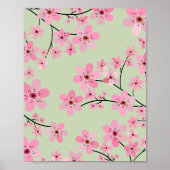 Cherry Blossom 07 Pastel Groen Poster (Voorkant)