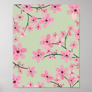 Cherry Blossom 07 Pastel Groen Poster