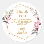 Cherry Blossom 21st Verjaardag Dank u Stickers (Voorkant)