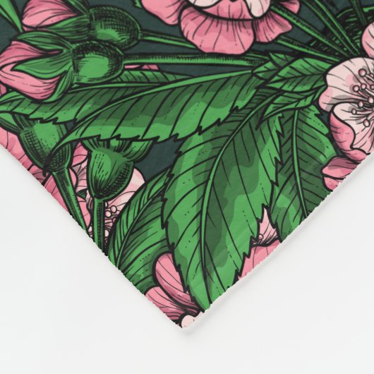 Cherry blossom 2 fleece deken (Hoek)