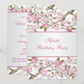Cherry Blossom 50ste verjaardag Uitnodiging (Voorkant / Achterkant)