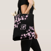 Cherry Blossom | Aangepast voor Floral roze zwart Tote Bag (Dichtbij)