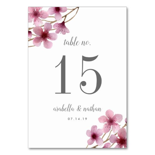 Cherry Blossom | Aangepaste Kaart tabelnummer (Voorkant)
