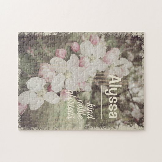  Cherry Blossom, aangepaste naam Betekenis Rustic Legpuzzel (Horizontaal)