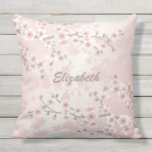 Cherry Blossom Abriot Floral Monogram Buitenkussen