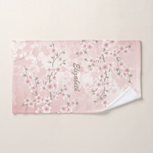 Cherry Blossom Abriot  Floral Monogram Handdoek (Handdoek)