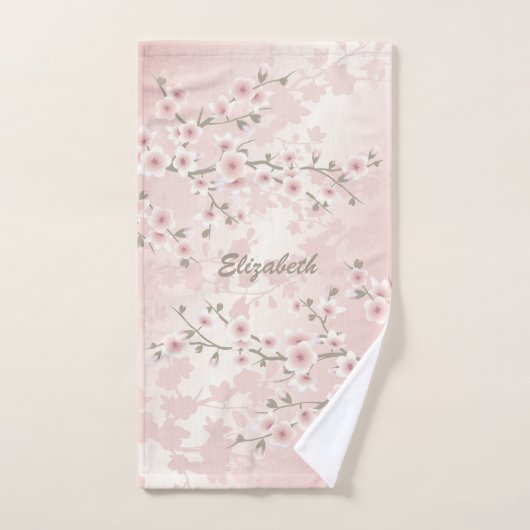 Cherry Blossom Abriot Floral Monogram Handdoek (Handdoek)