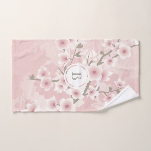 Cherry Blossom Abriot  Floral Monogram  Handdoek (Handdoek)