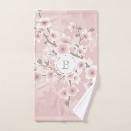 Cherry Blossom Abriot  Floral Monogram  Handdoek (Handdoek)