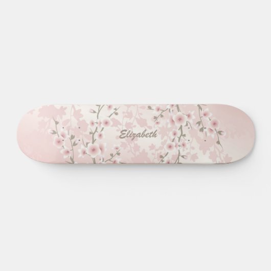 Cherry Blossom Abriot  Floral Monogram Persoonlijk Skateboard (Horizontaal)