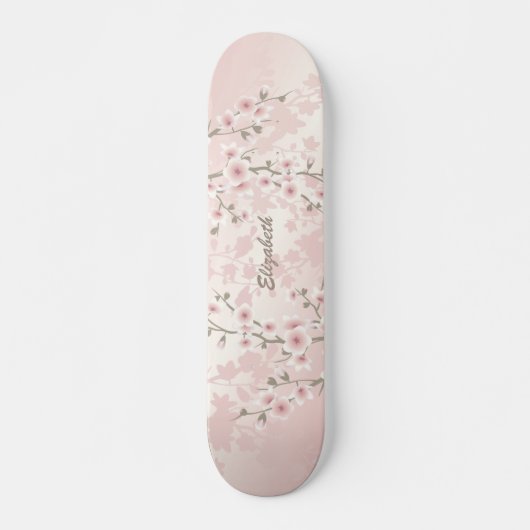 Cherry Blossom Abriot  Floral Monogram Persoonlijk Skateboard (Voorkant)