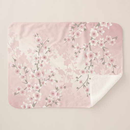 Cherry Blossom Abriot  Floral Sherpa Deken (Voorkant (horizontaal))