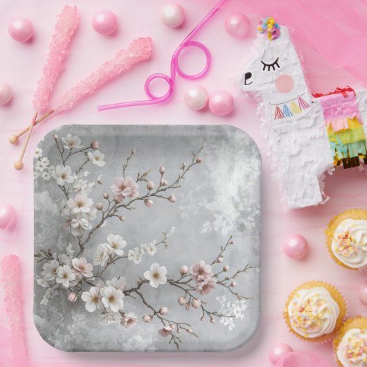 Cherry Blossom Abstract Papieren Bordje (Feest)