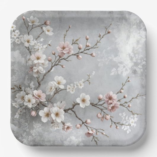 Cherry Blossom Abstract Papieren Bordje (Voorkant)