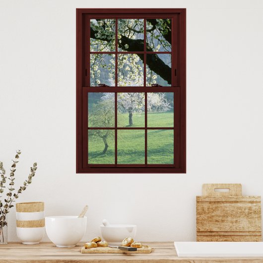 Cherry Blossom Afbeelding Window Illusion #2 van 3 Poster (Keuken)