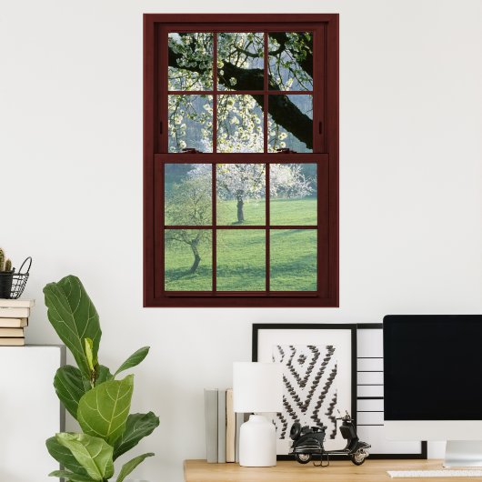 Cherry Blossom Afbeelding Window Illusion #2 van 3 Poster (Thuiskantoor)