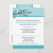 Cherry Blossom Afstuderen aankondiging (aqua) (Voorkant / Achterkant)