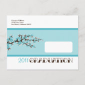 Cherry Blossom Afstuderen aankondiging (aqua) (Achterkant)