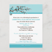 Cherry Blossom Afstuderen aankondiging (aqua) (Voorkant)