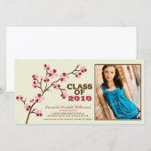 Cherry Blossom Afstuderen Aankondiging (rood) (Voorkant / Achterkant)