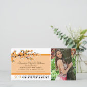 Cherry Blossom Afstuderen Aankondiging (sinaasappe (Staand voorkant)