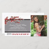 Cherry Blossom Afstuderen Aankondiging (zwart) (Voorkant / Achterkant)