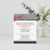 Cherry Blossom Afstuderen Aankondiging (zwart) (Staand voorkant)