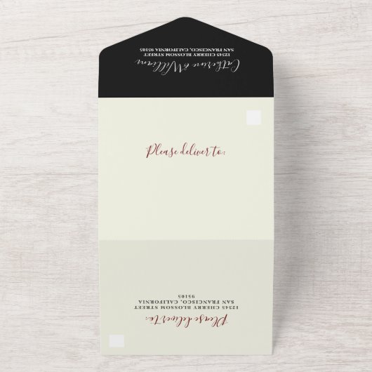 Cherry Blossom All-in-One Black Event Invitation All In One Uitnodiging (Buitenkant)