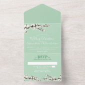 Cherry Blossom All-in-One Mint Event Invitation All In One Uitnodiging (Binnen)