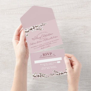 Cherry Blossom All-in-One Pink Event Invitation All In One Uitnodiging