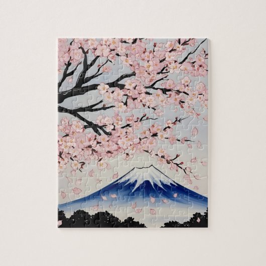 Cherry Blossom and Mount Fuji Jigsaw Puzzle Legpuzzel (Verticaal)