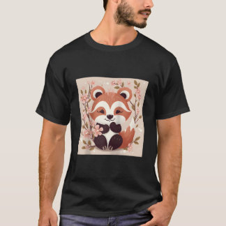 Cherry Blossom And Red Panda Illustration Baseball T-shirt