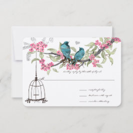 Cherry Blossom Aqua Birds en Birdcage RSVP