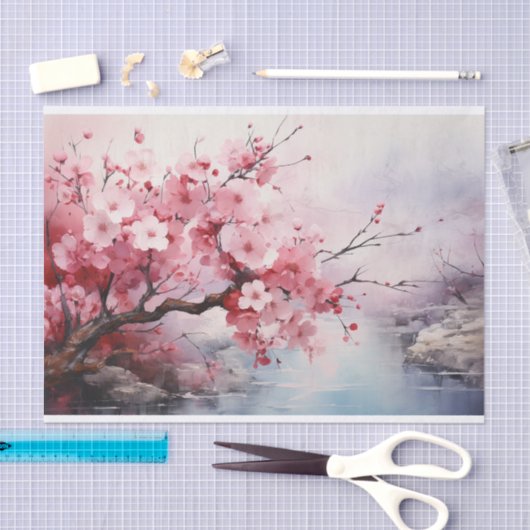 Cherry Blossom Aquarel Tissue Paper Tissuepapier (Craft)