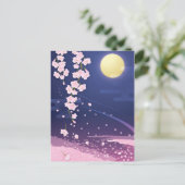 Cherry Blossom Asian Sakura met Night Sky Briefkaart (Staand voorkant)