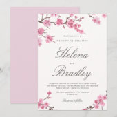Cherry Blossom Autumn | Uitnodiging tot roze wedde (Voorkant / Achterkant)