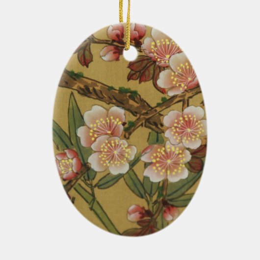  Cherry Blossom Aziatische Japanse kunst Keramisch Ornament (Achterkant)