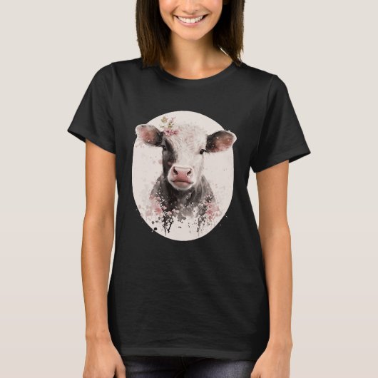 Cherry Blossom Baby Cow Calf Japanese Sakura Farm  T-shirt (Voorkant)
