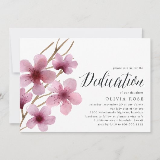 Cherry Blossom | Baby Dedication Invitation Kaart (Voorkant)